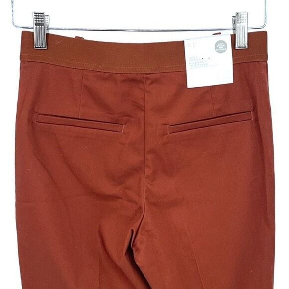 H&M Women's Super Stretch Straight Fit Regular Waist Pants Burnt Orange Size 4 N - Picture 3 of 8
